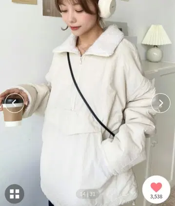 미사용 택 포함 아이보리 보아 자켓