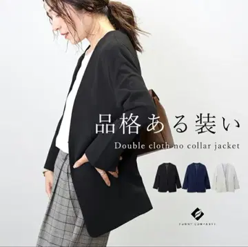 노카라 자켓 블랙 더블 크로스