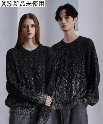 [ CLEL ] 호일 프린트 케이블 크루넥 니트 XS