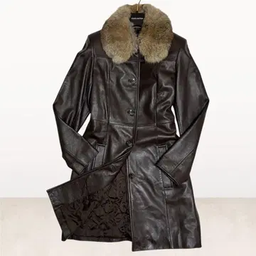 컨디션 최상 고급 롱 코트 램 가죽 자켓 양가죽 퍼 탈부착 가능 브라운