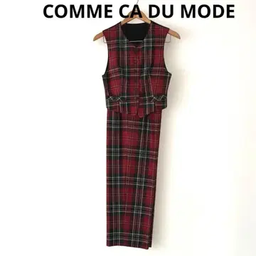 COMME CA DU MODE 빨간색과 블랙 체크 무늬 셋업