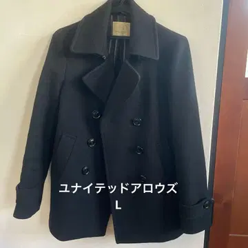 United arrows 블랙 컬러 더블 브레스트 피 코트 블랙