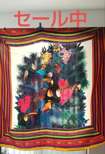 스파다치니의 남국 무드의 스카프 정글의 새와 꽃, 초대형