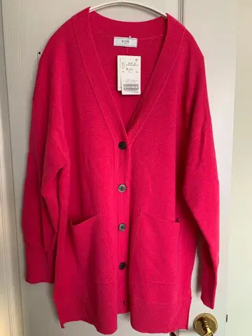 미사용 새상품! 슬로브 이에나 워셔블 밀라노 리브 가디건 핑크