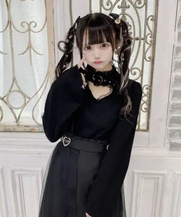 MARS 하트 버클 골지 상의