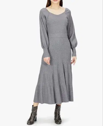 니트 원피스 그레이 롱 긴팔 새상품급  플레어 머메이드