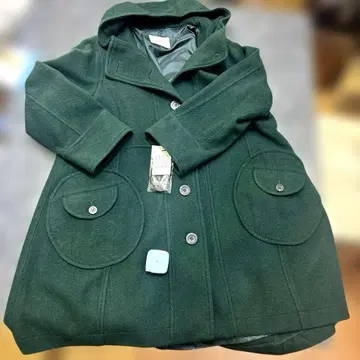 이프쿠라쥬 coulage 후드 부착 다크 그린 울 코트 새상품