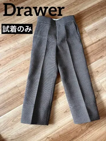 [ 시착만 한 미사용 ] 드로어 울 체크 팬츠 34 브라운