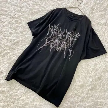 오버 사이즈 블랙 T셔츠 스톤 장식 지뢰계 서브컬쳐 y2k