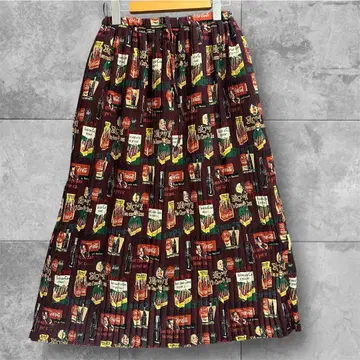 코카콜라 그라니프 플리츠 롱 스커트 허리밴딩