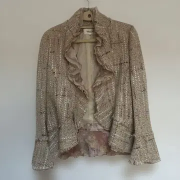 베이지 프릴 꽃무늬 자켓