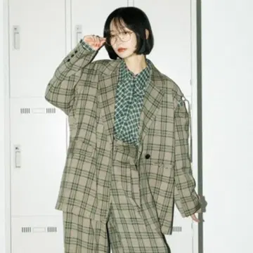 KBF 리무버블 슬리브 체크 자켓 테일러드 자켓