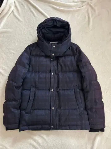 백 넘버 네이비 체크 다운 자켓 S