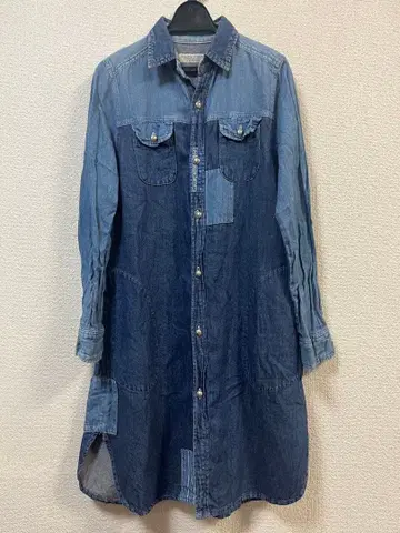 진 나쏘즈 패치워크 데님 셔츠 원피스 긴팔