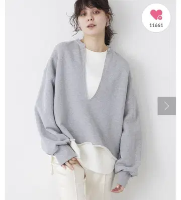 [새상품급] Whim Gazette 맨투맨 V넥 풀오버 그레이