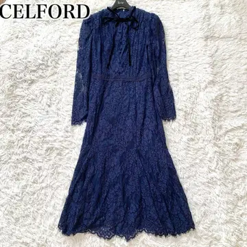 미사용급 셀포드 현행 원피스 보타이 리본 레이스 드레스