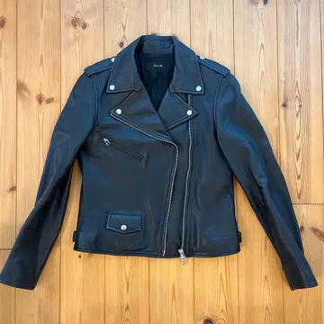 allureville 블랙 가죽 라이더 자켓