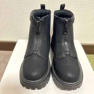 Bulue 블랙 사이드 고어 부츠 통굽 39