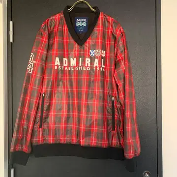 ADMIRAL 체크 무늬 V넥 블루종