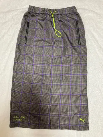 PUMA SLY 콜라보 그레이 체크 무늬 타이트 스커트