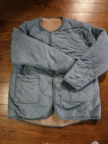 블루 그레이 플리스 2way 자켓 단추식