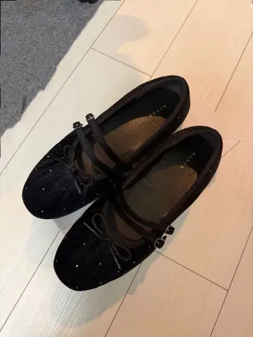 RANDA 비쥬 발레 LL 블랙 스트랩 플랫