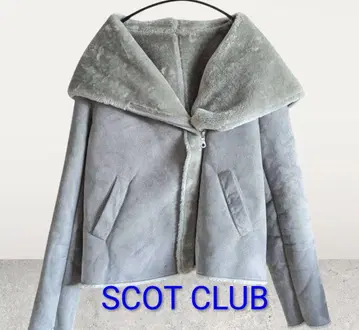 SCOT CLUB 후드 부착 무스탕 코트 그레이