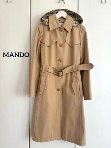 mando 후드 부착 트렌치코트 베이지