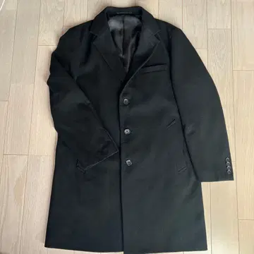 블랙 체스터 코트 싱글 브레스티드