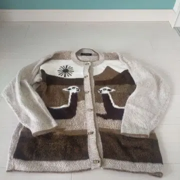 새상품 알파카 패턴 알파카 가디건