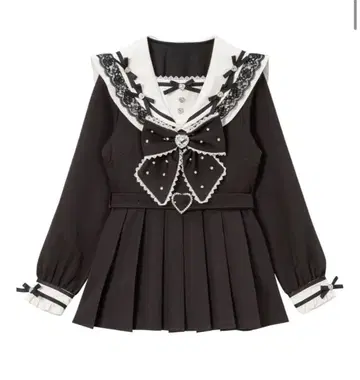 하트 비쥬 리본 레이스 학원 원피스 유메텐보