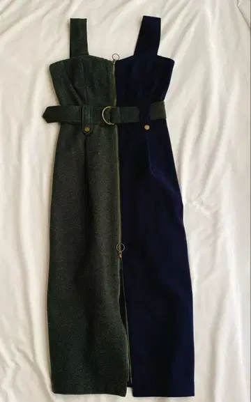 REDYAZEL 레이디 아젤 센터 지퍼 원피스 그린 네이비 S