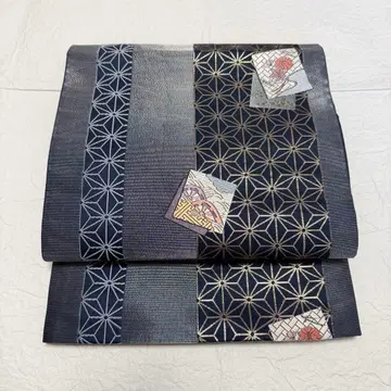 순수 실크 나고야 오비 린넨 아사노하 패턴