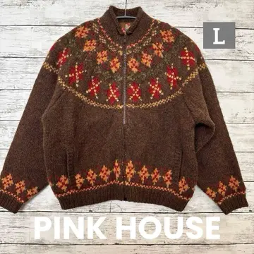 PINK HOUSE 핑크하우스 노르딕 무늬 니트 가디건 모 L