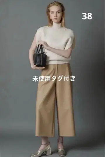 미사용 택 포함 Heve heve 러버 팬츠 38 카멜