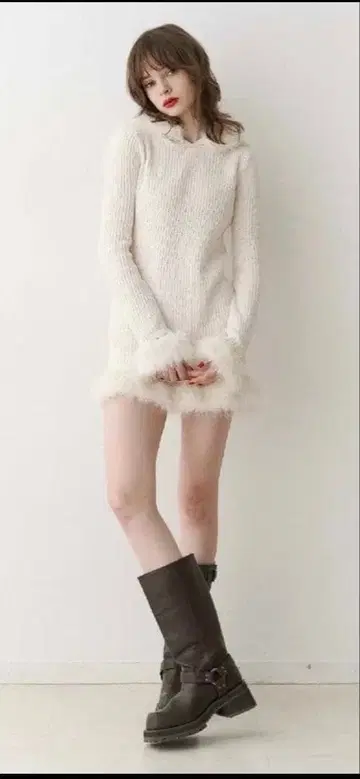 jouetie 포인트 퍼 몰 니트 원피스