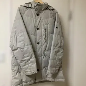 그레이 다운 자켓 후드 부착