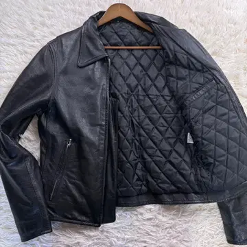 새상품급 천연 가죽 라이더 M 블랙 소가죽 충전솜 퀼팅 카우 가죽