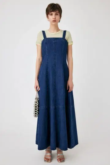 MOUSSY 데님 플레어 드레스 BLU 사이즈 2