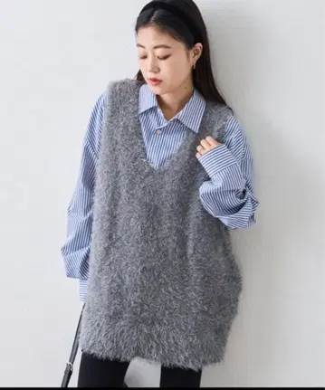 CIAOPANIC TYPY 믹스 페더 얀 오버 니트 베스트