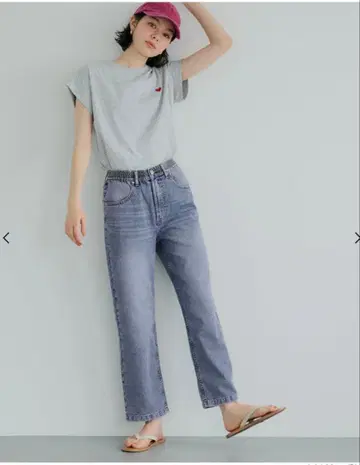 새상품 coca 썸머 데님 테이퍼드 팬츠 M Blue