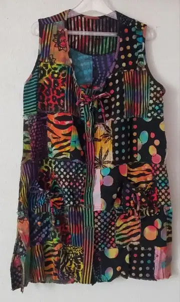 엘르 로데오 Kiitos 슬리브리스 원피스 컬러풀 화려 데코라 미사용