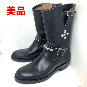 EVILACT 모터 사이클 부츠 엔지니어 부츠 스터드 블랙