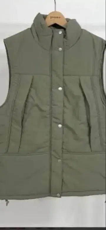 gossara 스탠드 롱 베스트 카키