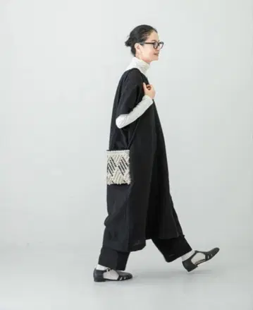 카구레 울 린넨 카프탄 원피스 새상품급