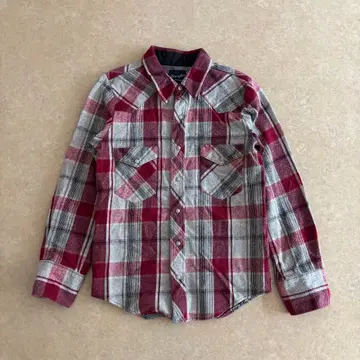 80s 랭글러 체크 셔츠 빨간색 웨스턴 셔츠