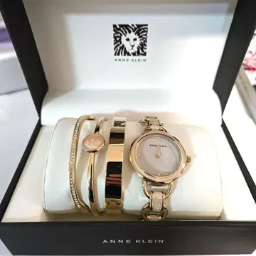 ANNE KLEIN 골드 손목시계와 뱅글 세트