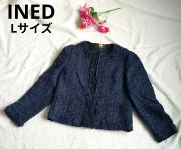 INED 트위드 자켓 네이비 L 사이즈 일본제 플랑드르
