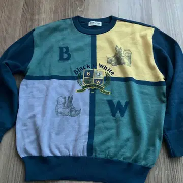 Black&White 로고 디자인 울 니트 골프 스웨터 LL