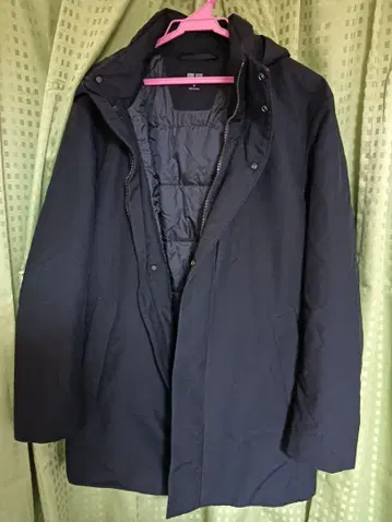 UNIQLO 후드 부착 다운 자켓 M 네이비